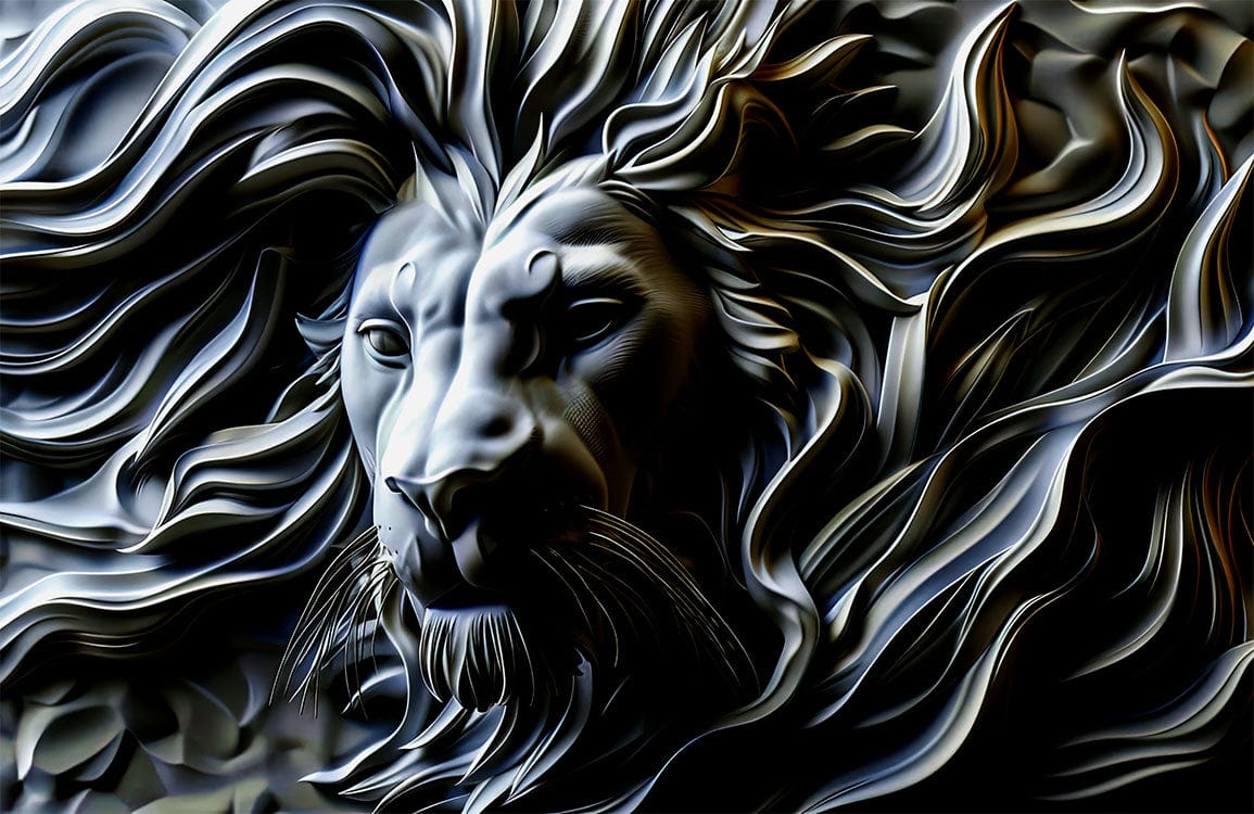 Majestic Grey Lion Mural Wallpaper - Bold Artistic Safari Décor