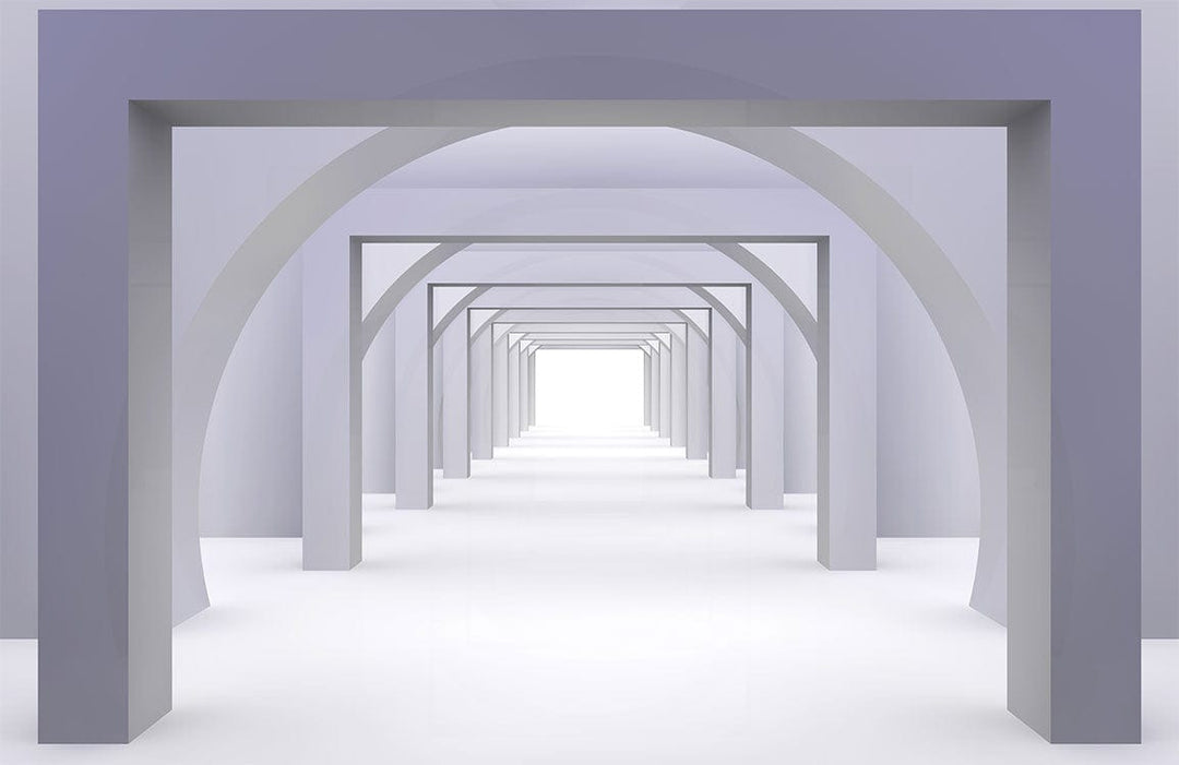 Modern Grey Architectural Illusion Wallpaper for Contemporary Minimalist Interior Design