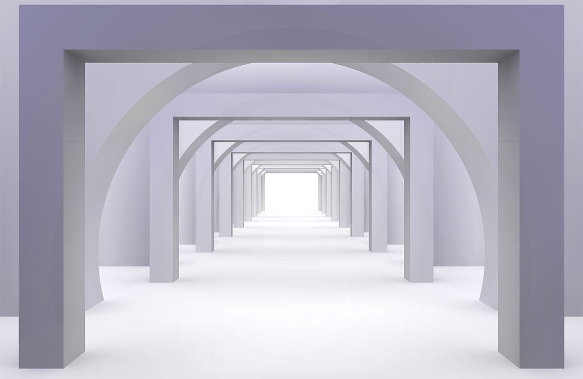 Modern Grey Architectural Illusion Wallpaper for Contemporary Minimalist Interior Design