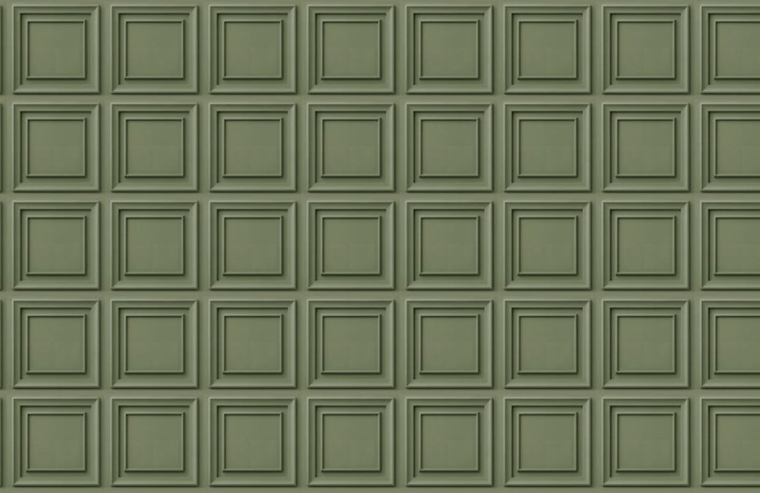 Sage Green Classic Square Panel Wall Mural Wallpaper