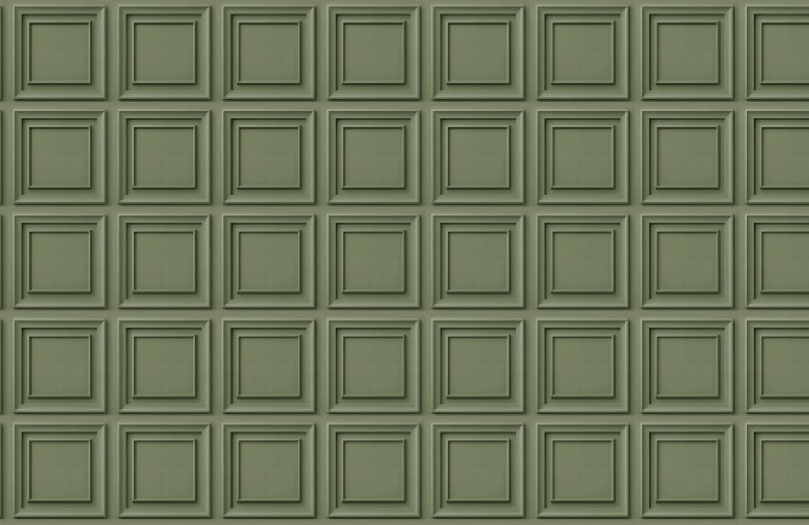 Sage Green Classic Square Panel Wall Mural Wallpaper