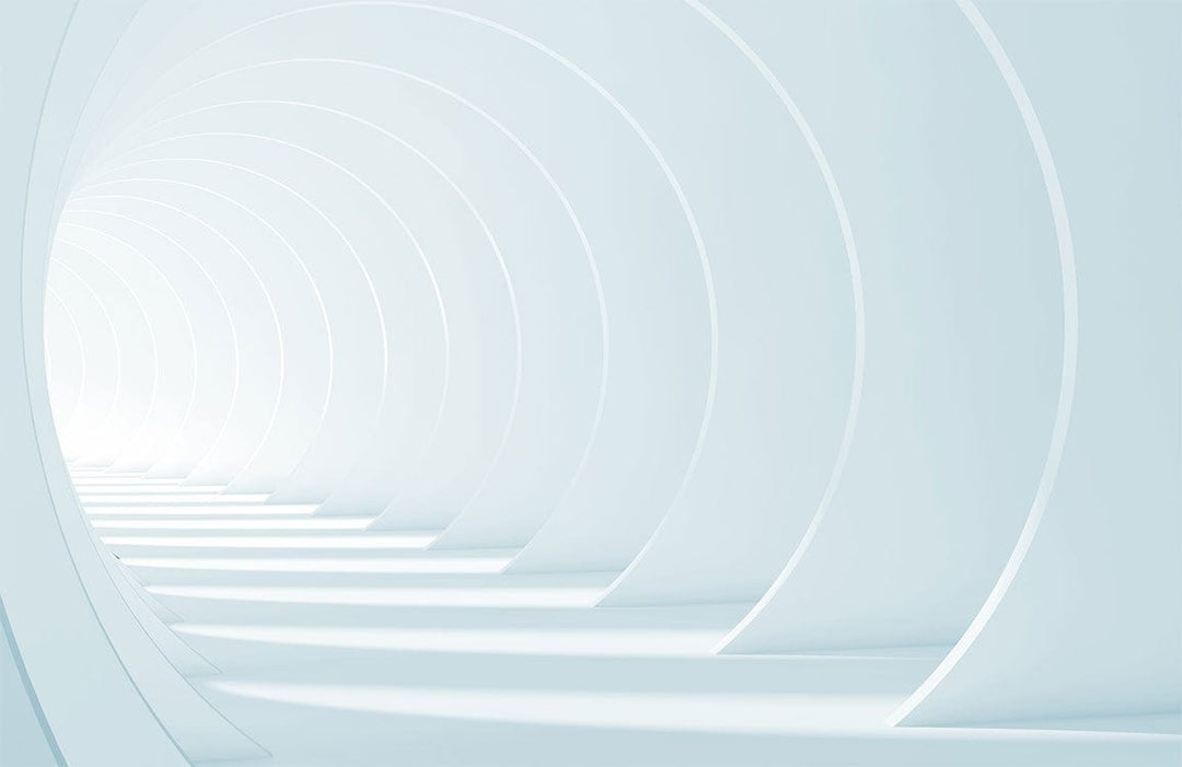 Modern White Tunnel Illusion Mural Wallpaper for Contemporary Spaces
