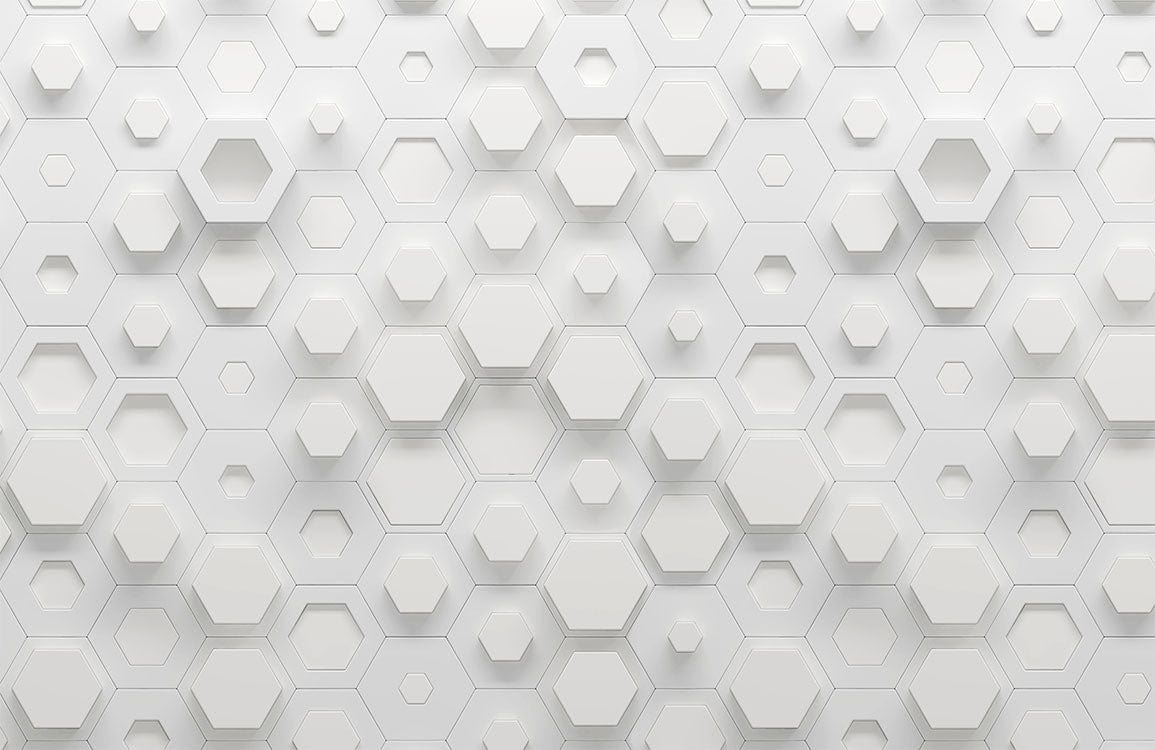 White Hexagonal Geometric Pattern Wallpaper - Modern 3D Wall Design Décor