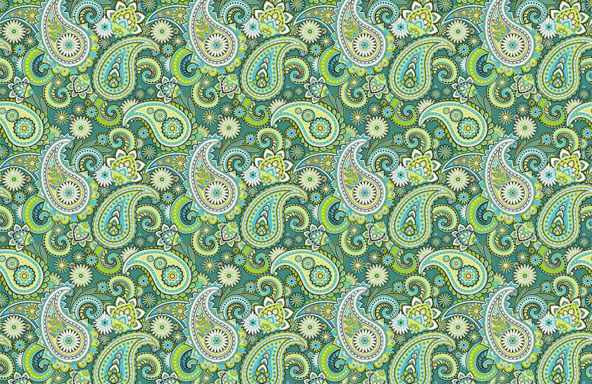 Vintage Green Paisley Pattern Wallpaper: Retro Style Home Decor Accent