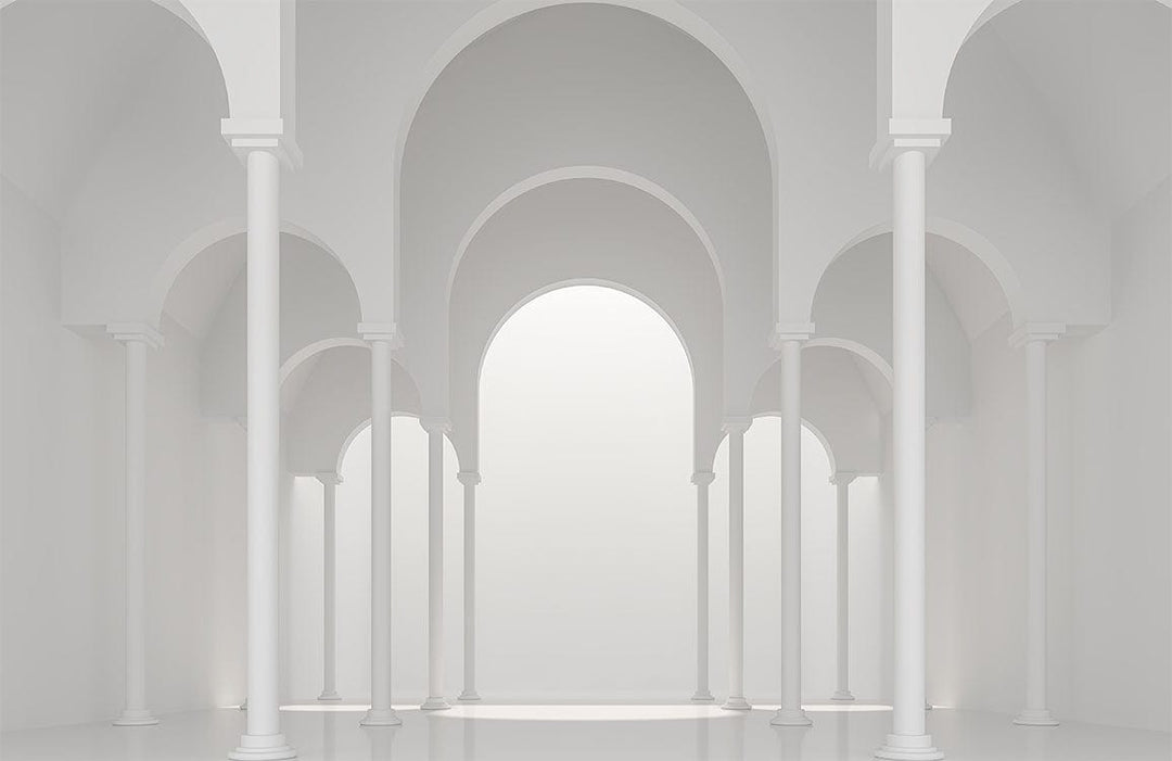 Elegant White Archway Mural Wallpaper for Modern Interior Design Spaces