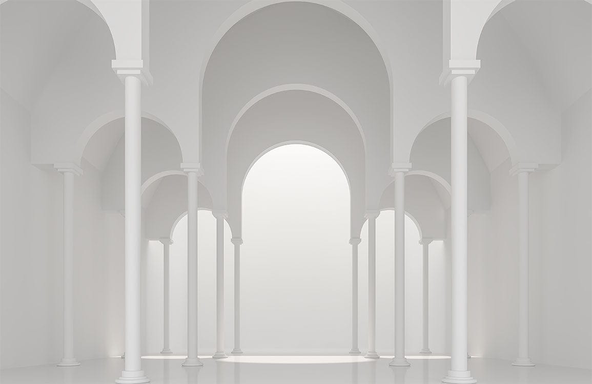 Elegant White Archway Mural Wallpaper for Modern Interior Design Spaces