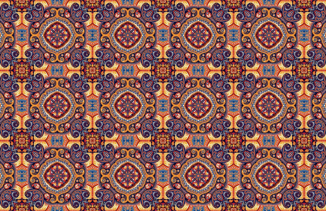 Vintage Bohemian Mandala Pattern Wallpaper in Rich Earthy Tones