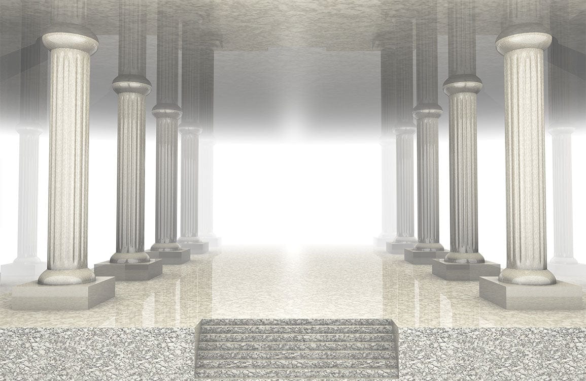 Elegant Ancient Greek Column Mural Wallpaper in Grey Marble Design