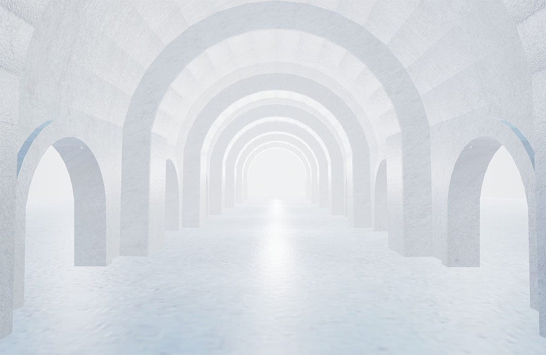 Elegant Soft White Archway Pattern Modern 3D Effect Mural Wallpaper