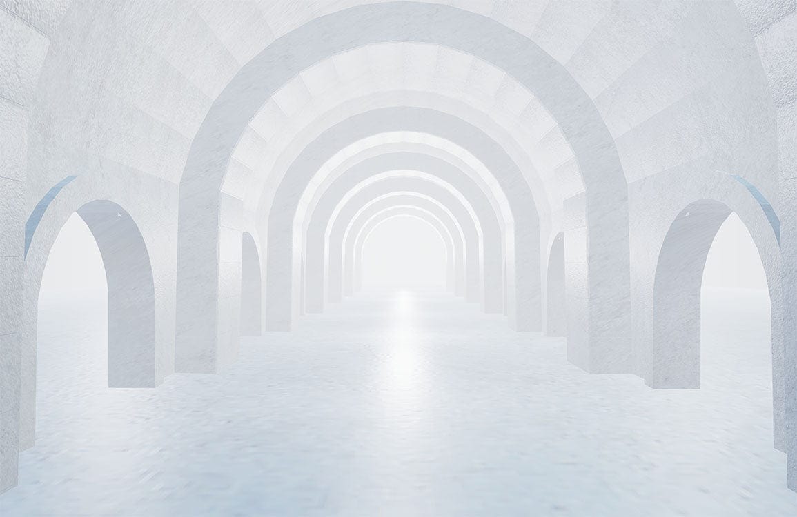 Elegant Soft White Archway Pattern Modern 3D Effect Mural Wallpaper