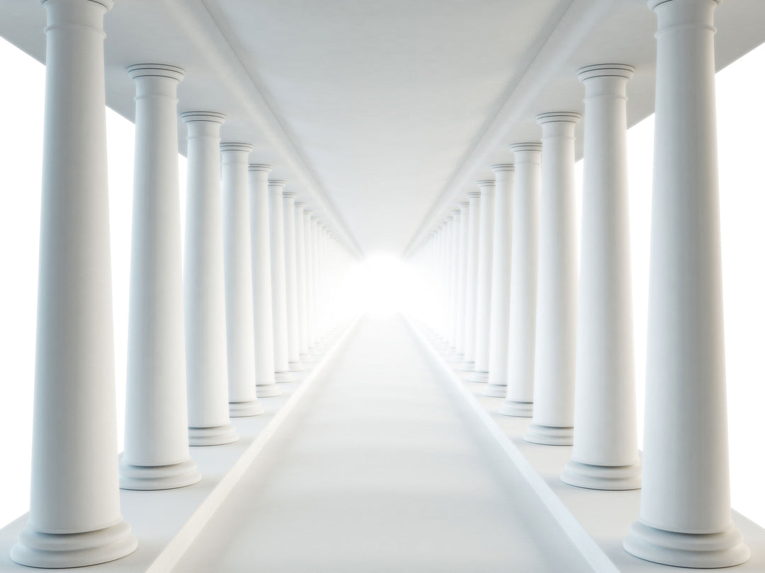 Elegant White Pillars Illusion Mural Wallpaper for Sophisticated Interior Design