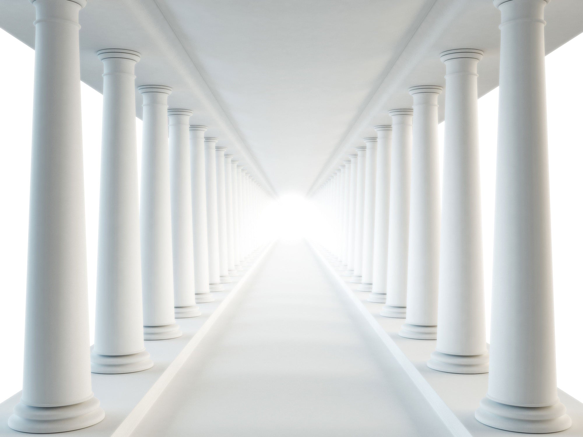 Elegant White Pillars Illusion Mural Wallpaper for Sophisticated Interior Design