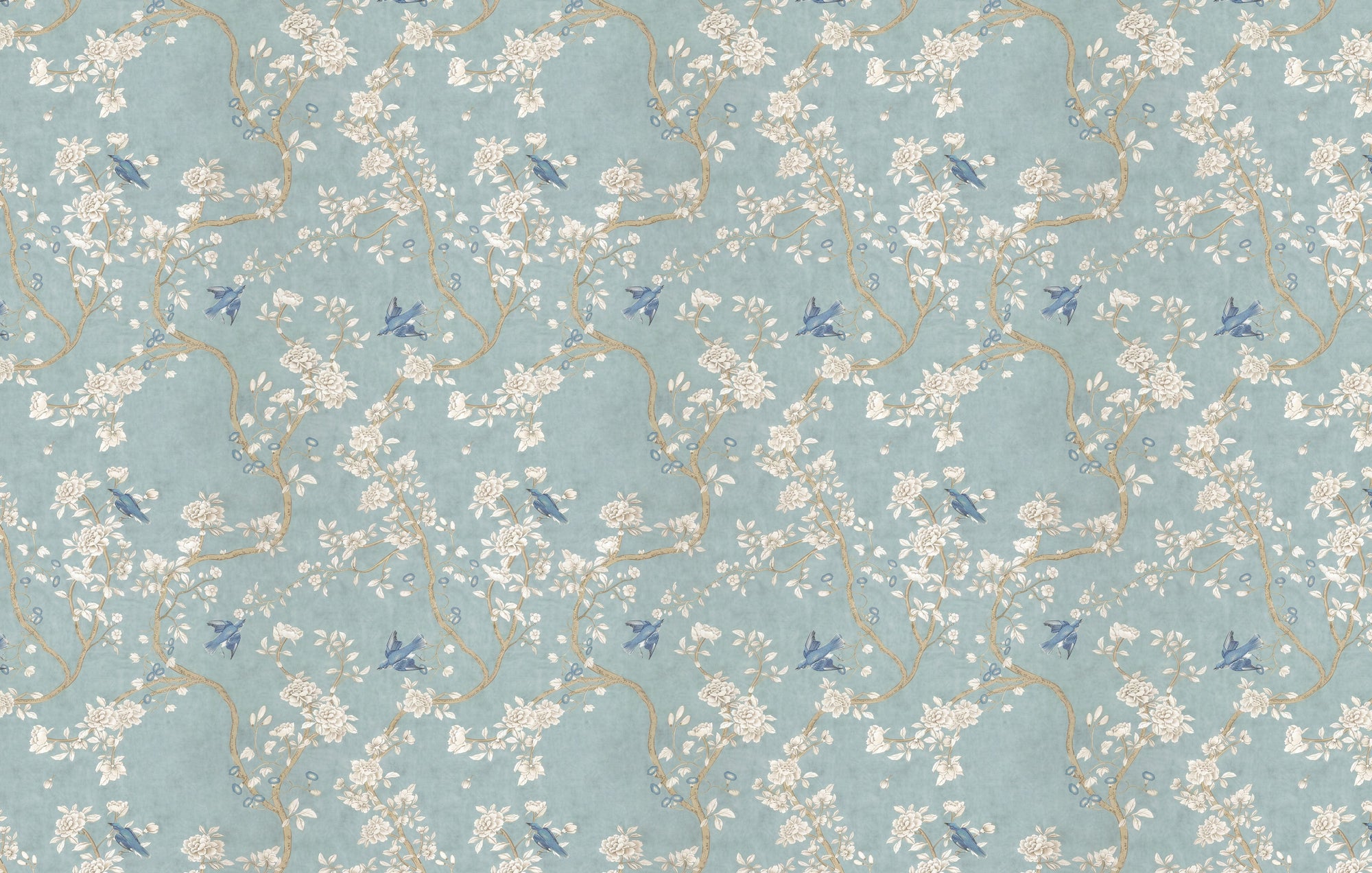 Elegant Blossom & Bluebird Garden Wallpaper