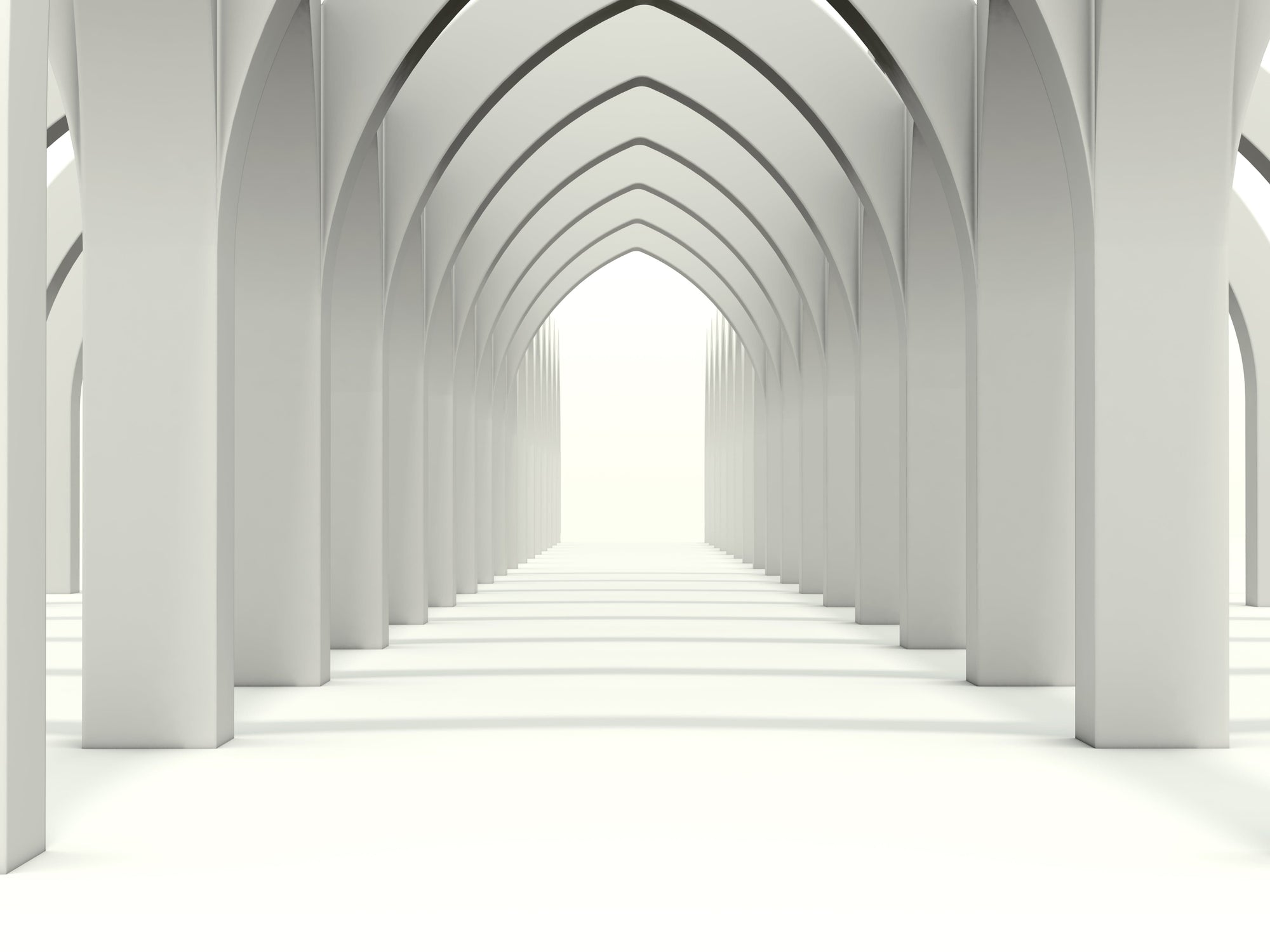 Elegant Monochrome Gothic Archway Mural Wallpaper for Modern Interiors