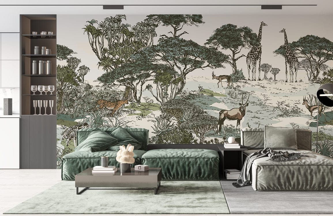 Vintage Safari Landscape Wallpaper