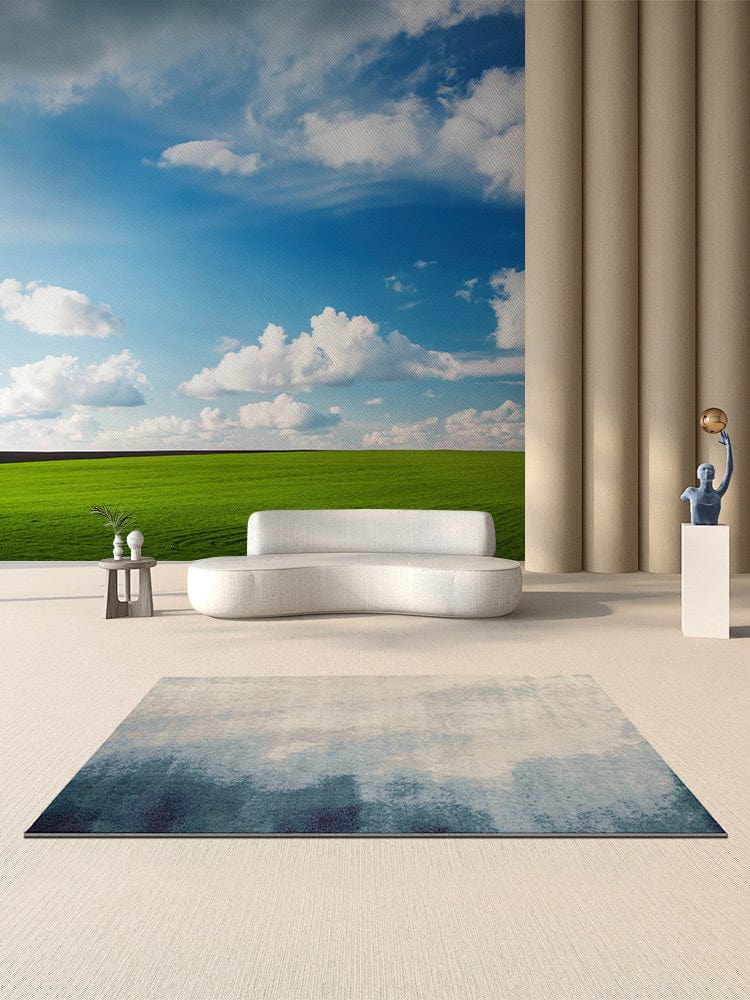 Tranquil Bright Meadow Sky Mural Wallpaper