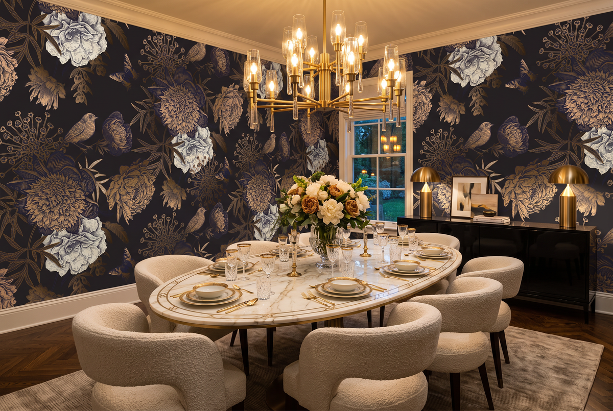 Elegant Nocturnal Garden Mural Wallpaper