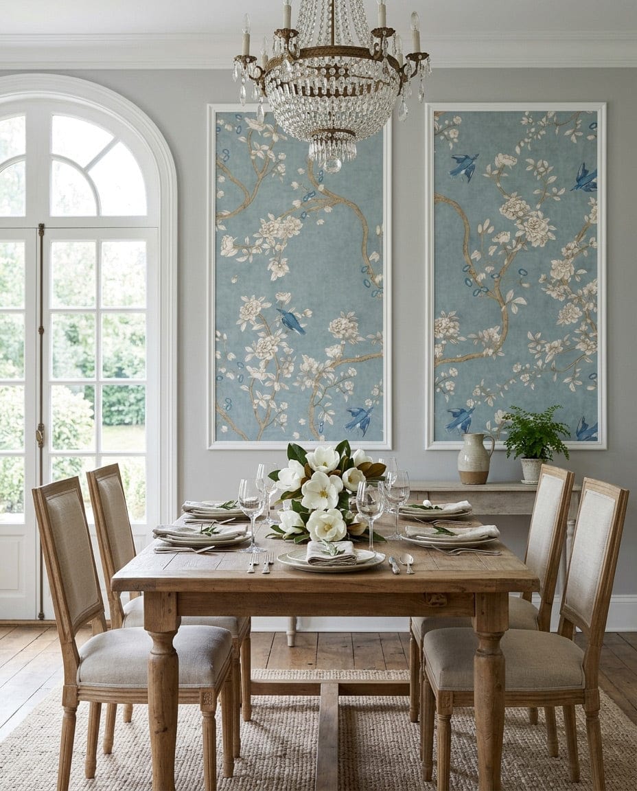 Elegant Blossom & Bluebird Garden Wallpaper