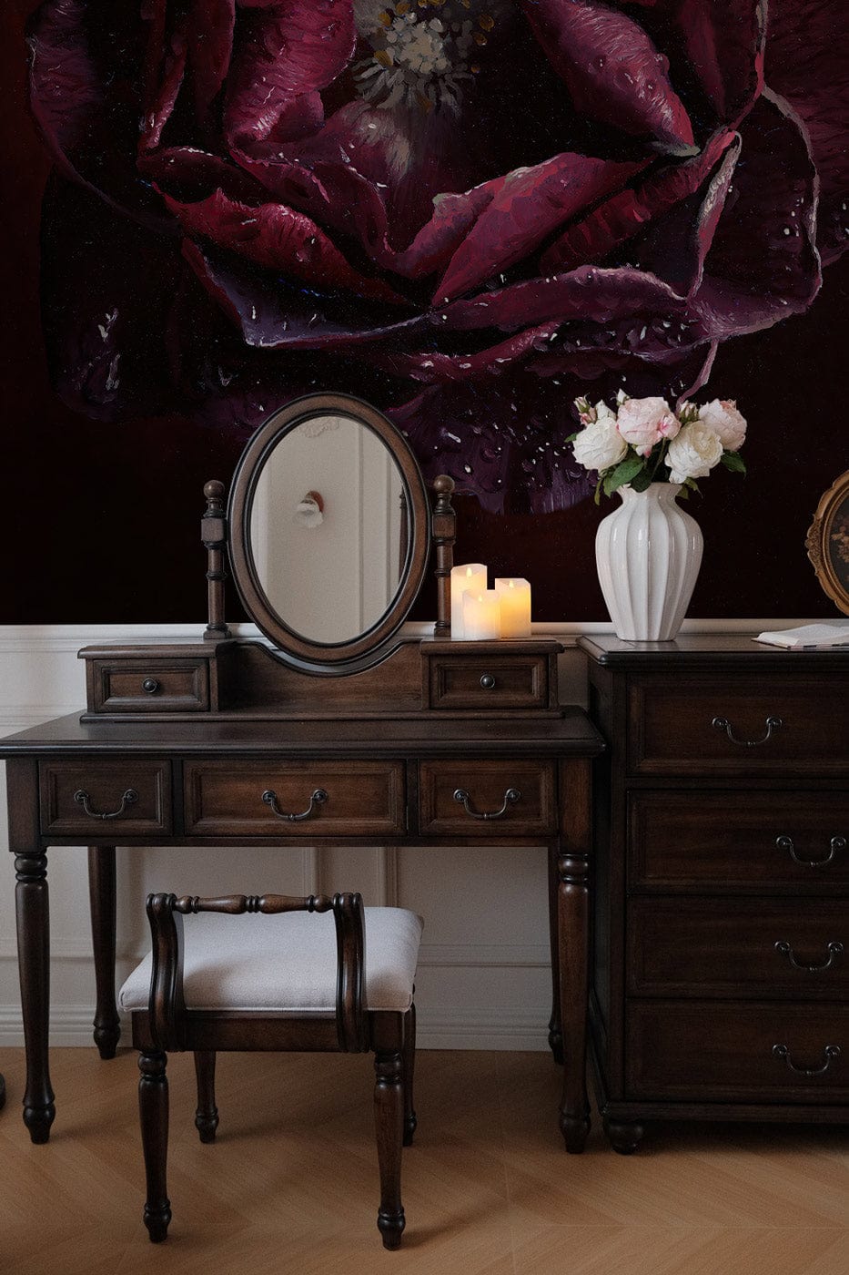 Deep Crimson Blossom Mural Wallpaper