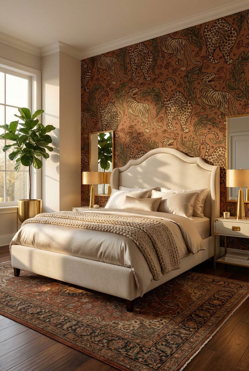 Vintage Safari Animal Motif Mural Wallpaper
