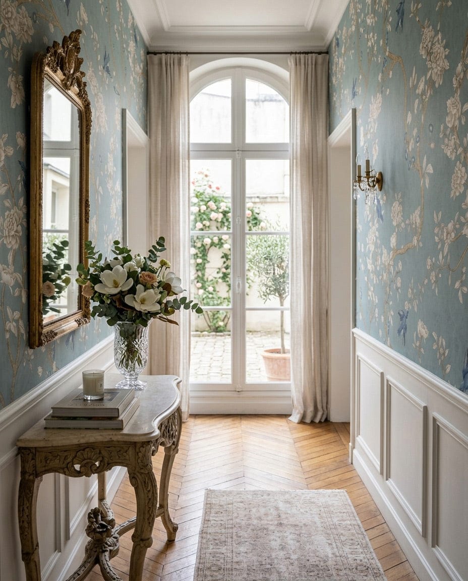 Elegant Blossom & Bluebird Garden Wallpaper