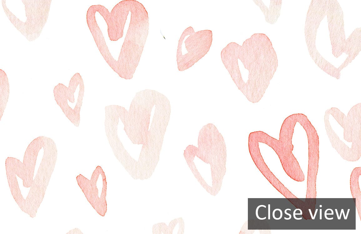 Charming pastel heart pattern wallpaper for interior design; perfect for romantic room makeover.