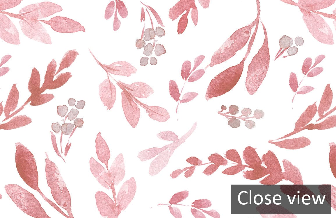 Close-up view of elegant pink floral pattern wallpaper, vintage botanical design for home Décor.
