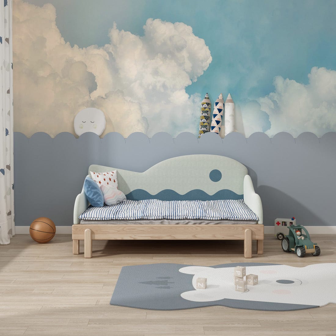 Cotton Sky Bloom Mural Wallpaper