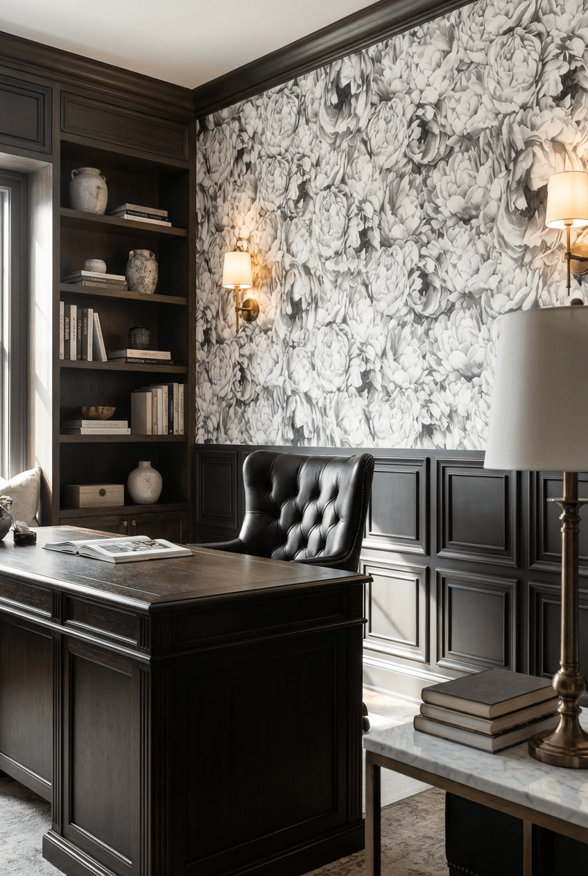 Classic Black Panel Mural Wallpaper