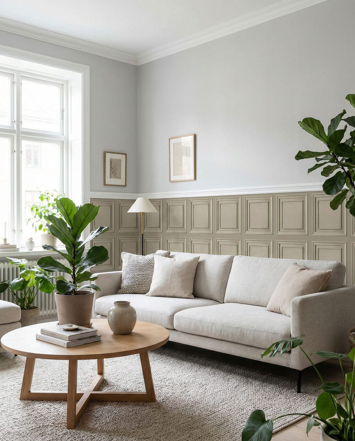 Classic Square Panel Wainscoting Wallpaper