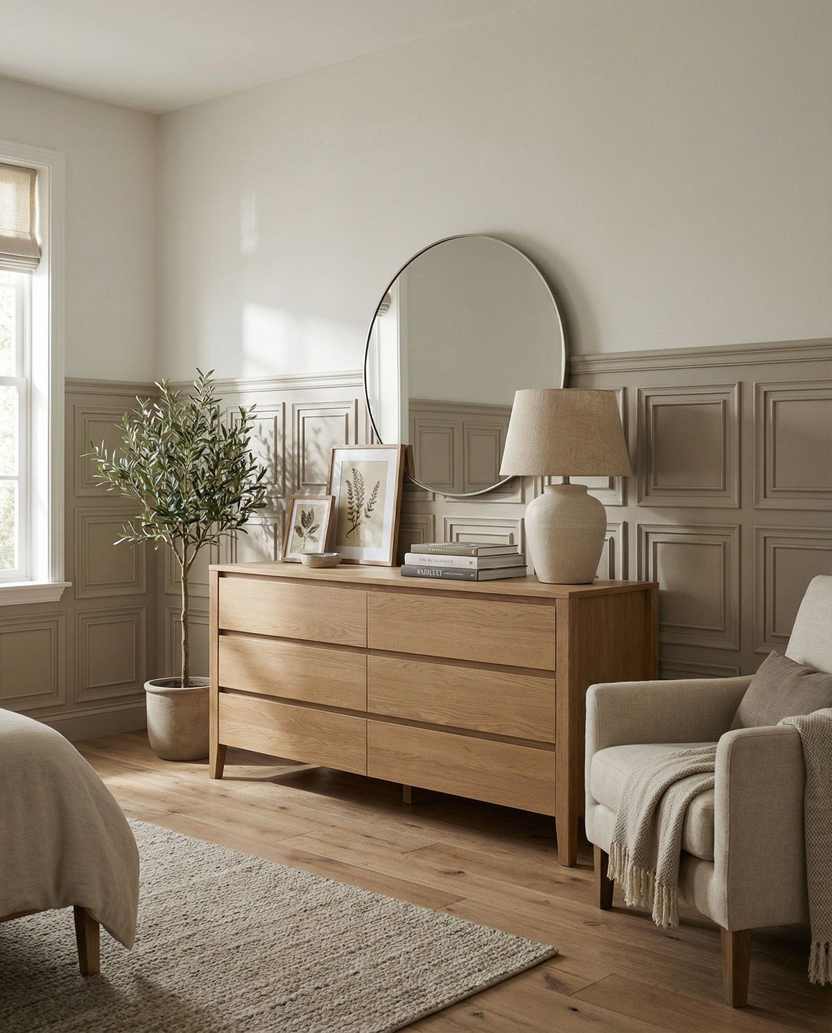 Classic Square Panel Wainscoting Wallpaper
