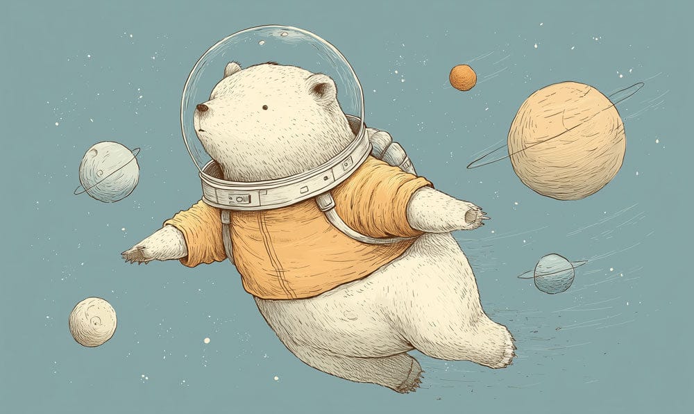 Cosmic Bear Adventure Mural Wallpaper