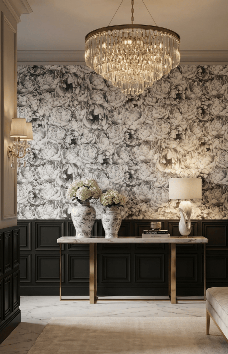Classic Black Panel Mural Wallpaper
