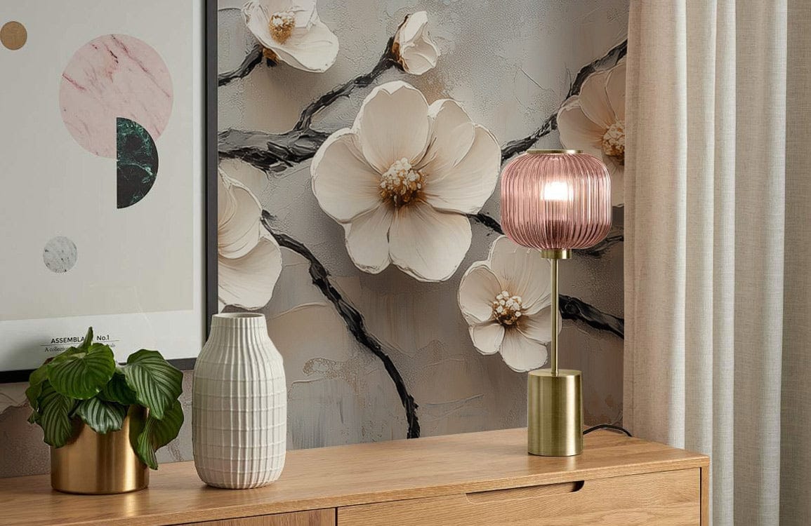 Ivory Blossom Branch Mural Wallpaper