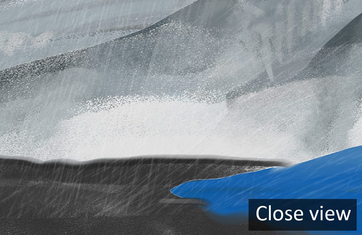 Serene Mountain Lake Wallpaper close-up detail in blue and neutral hues, abstract landscape design.