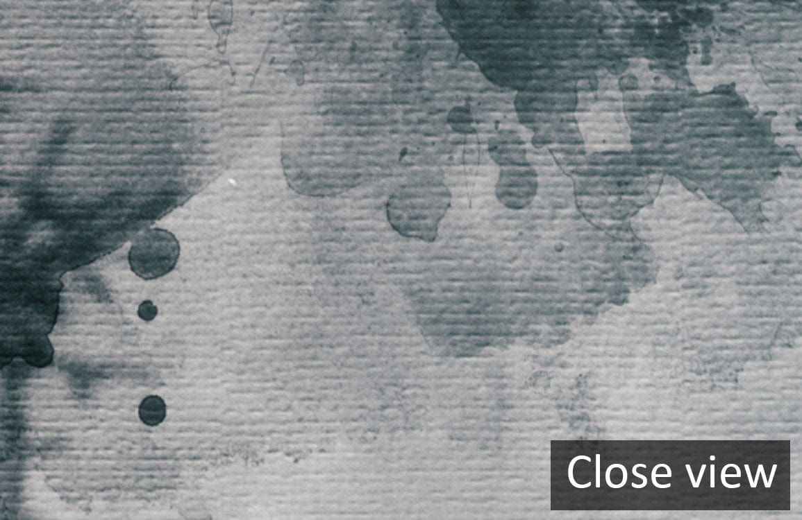 Close-up of Misty Forest Watercolour Landscape Mural Wallpaper featuring grey-green elegant design detail.