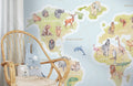 Animal Map Wallpaper Mural