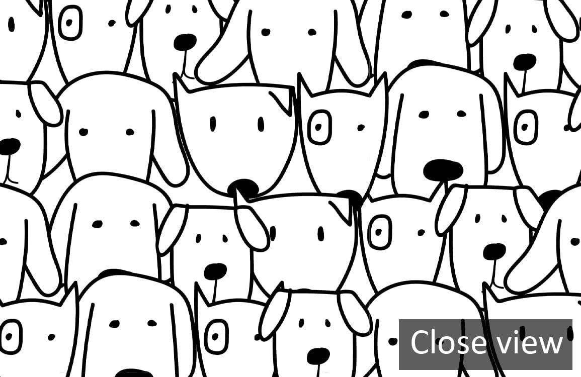 Monochrome Dog Pattern Wallpaper, black white canine design, playful decor, wallpaper detail view.