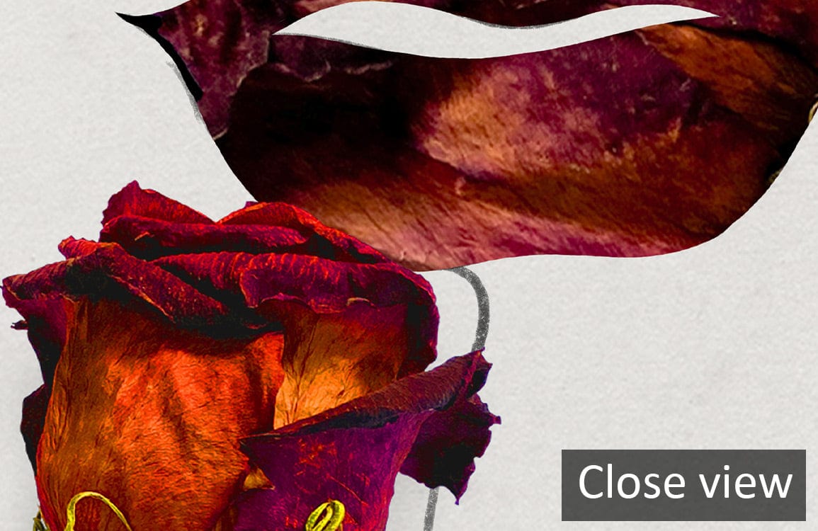 Floral Line Art Mural Wallpaper close-up: Elegant botanical design with earthy tones, showcasing vibrant colours.