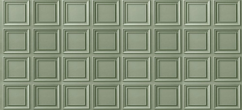 Sage Green Classic Panel Grid Wallpaper