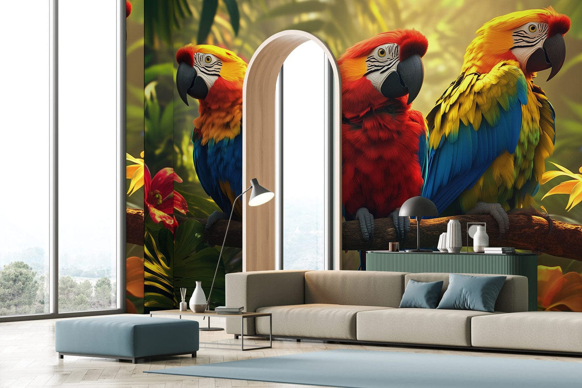 Tropical Parrot Harmony Mural Wallpaper