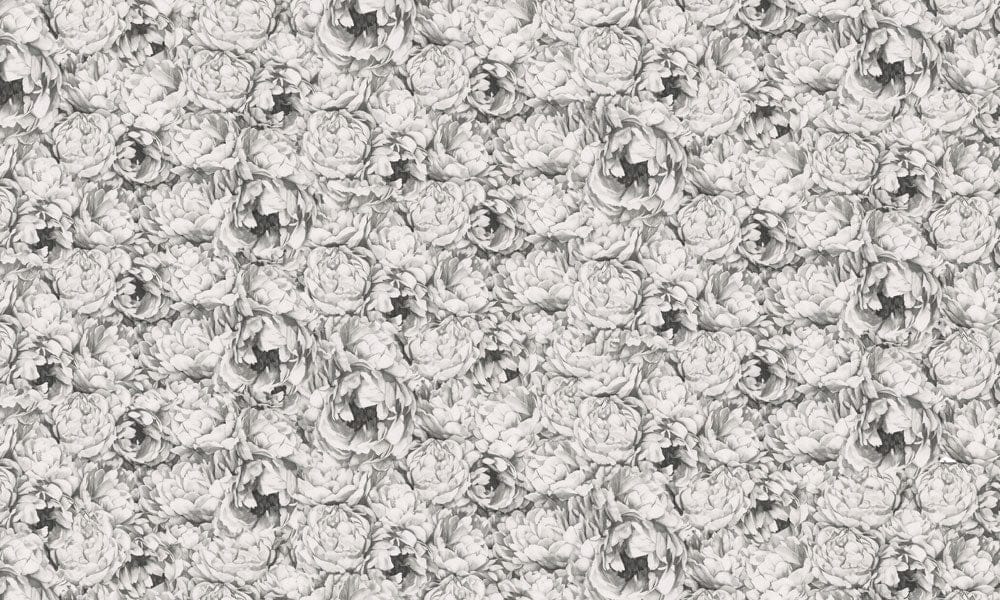 Vintage Grey Peony Pattern Wallpaper