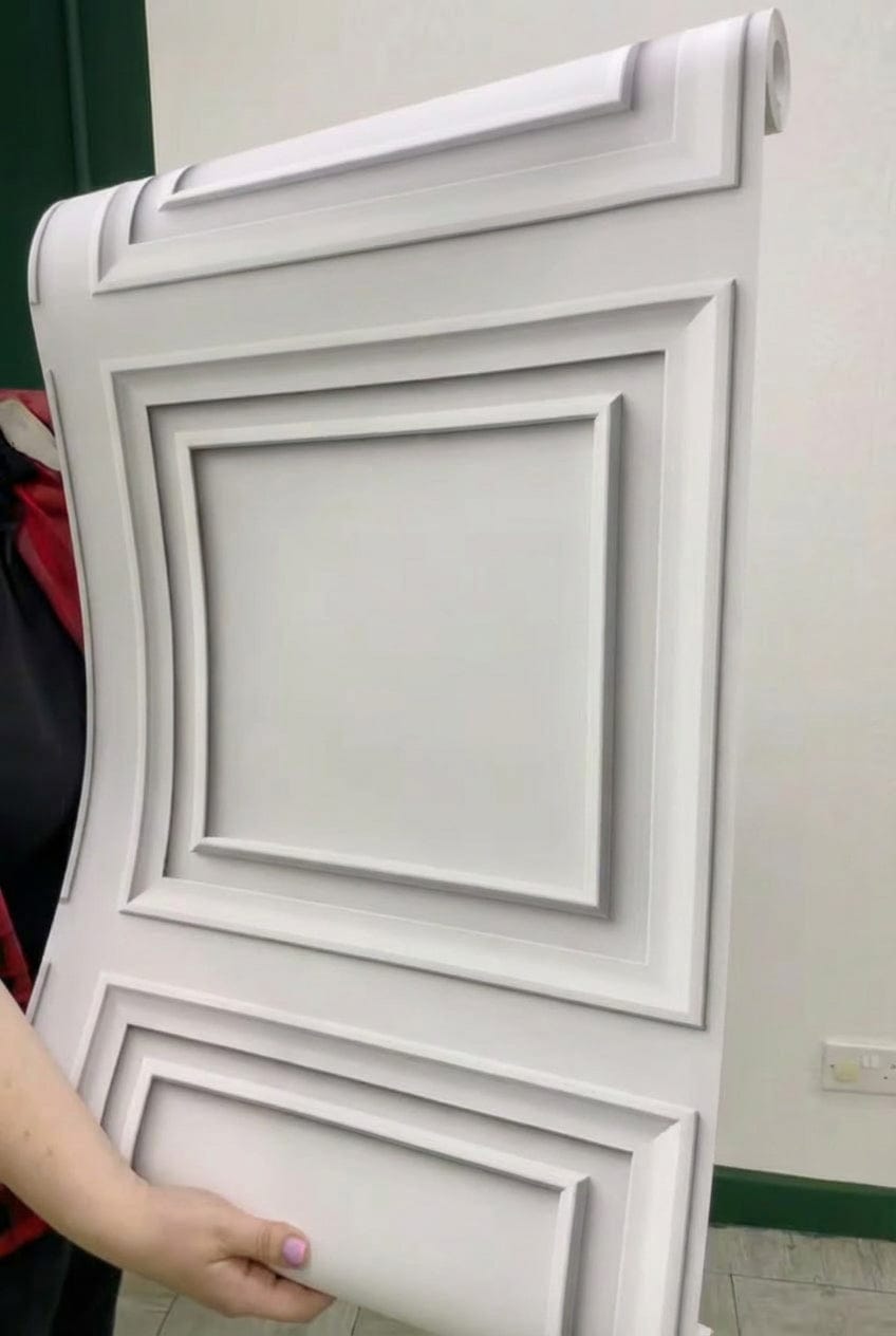 Modern White Wainscoting Panel Wallpaper