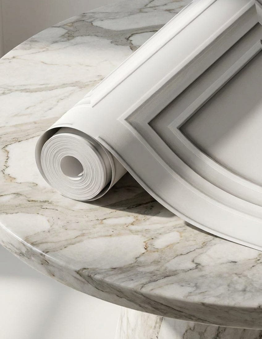 Modern White Wainscoting Panel Wallpaper