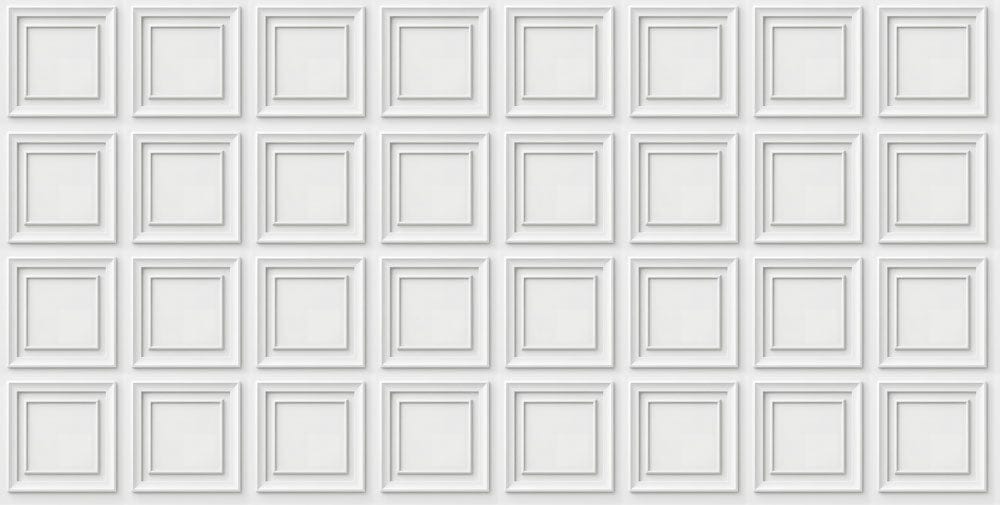 White Classic Panel Grid Wallpaper