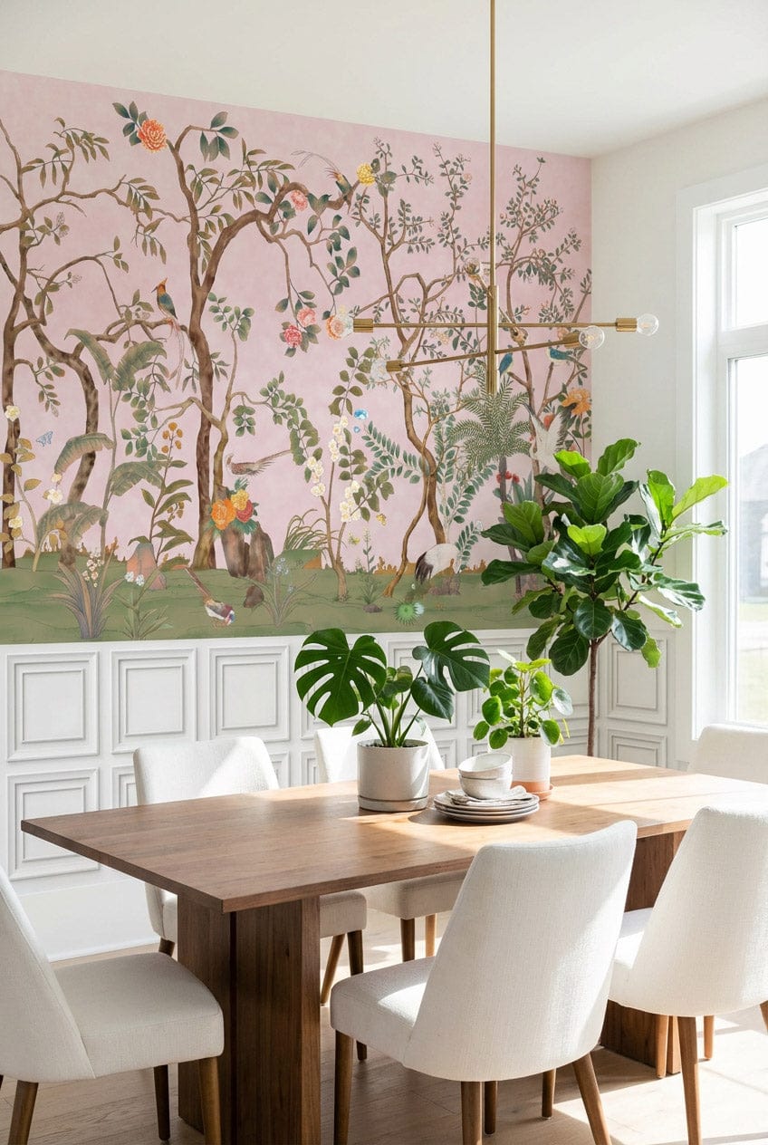 Modern White Wainscoting Panel Wallpaper