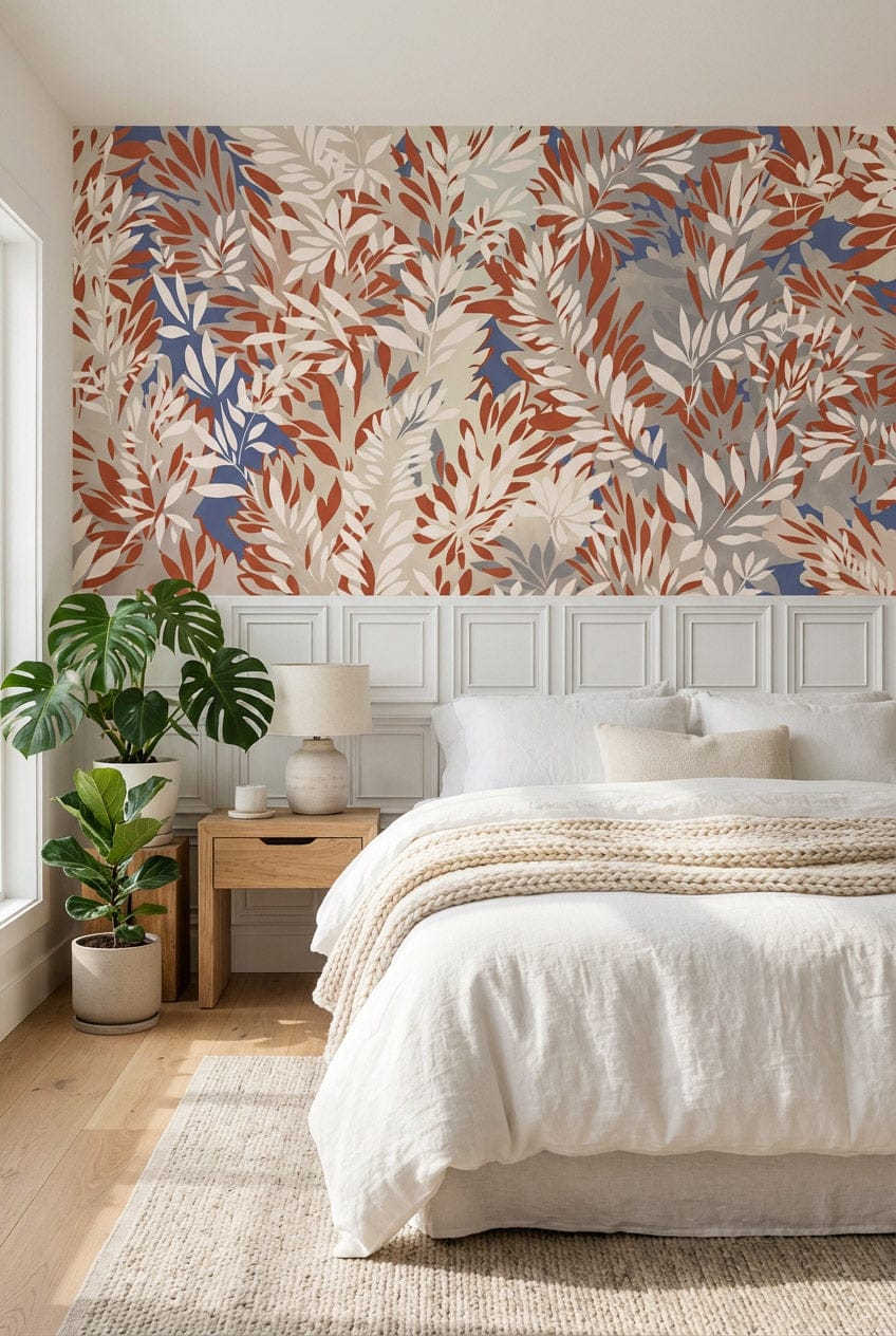Modern White Wainscoting Panel Wallpaper
