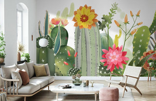 Cactus & Flower Wallpaper Mural