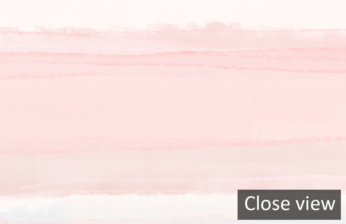 Serene Pastel Horizon Watercolour Landscape Mural Wallpaper in pink and blue close-up view.