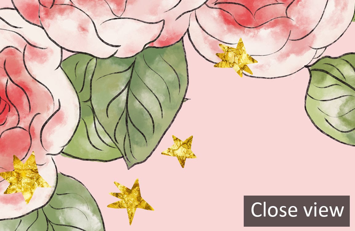 Enchanting Pastel Wonderland Rabbit Wallpaper featuring vibrant florals and stars, in quirky vintage style.